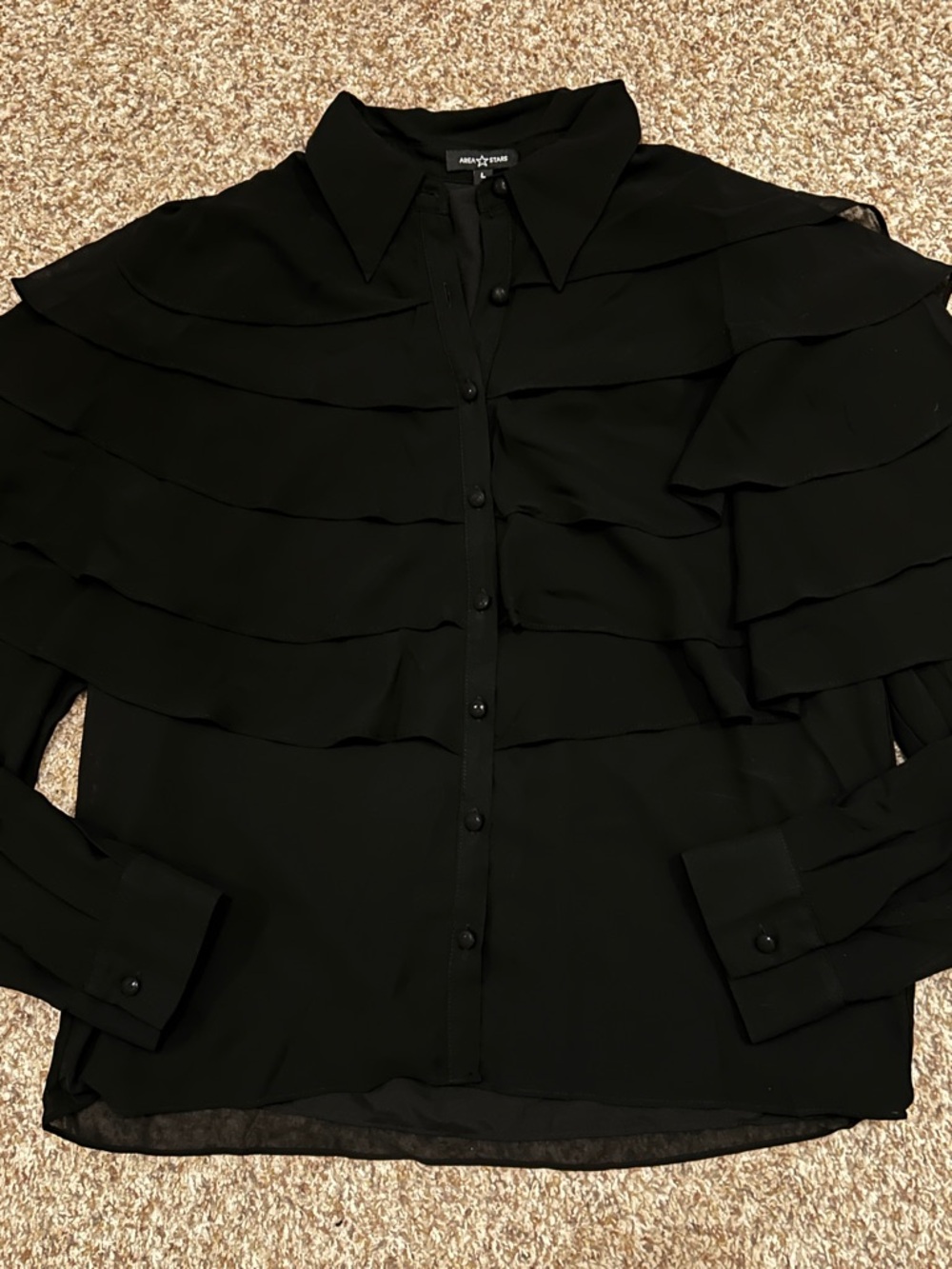 Area Stars Ruffle Long Sleeve Top Size Large - Picture 5 of 9